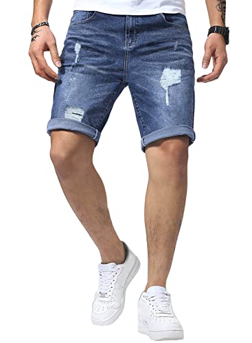 Meilicloth Jeans Shorts Kurze Herren Shorts Sommer Denim Western Casual Blau L von Meilicloth