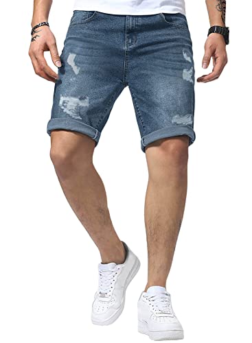 Meilicloth Jeans Shorts Kurze Herren Shorts Sommer Denim Western Casual Blau L von Meilicloth