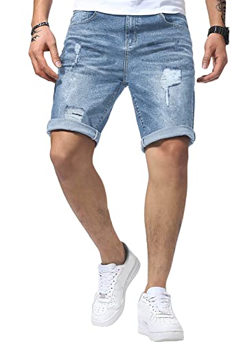 Meilicloth Jeans Shorts Kurze Herren Shorts Sommer Denim Western Casual Himmelblau L von Meilicloth