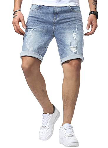 Meilicloth Jeans Shorts Kurze Herren Shorts Sommer Denim Western Casual Himmelblau M von Meilicloth