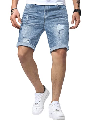 Meilicloth Jeans Shorts Kurze Herren Shorts Sommer Denim Western Casual Himmelblau XXL von Meilicloth