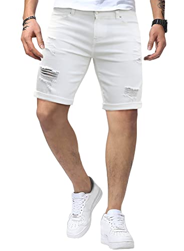 Meilicloth Jeans Shorts Kurze Herren Shorts Sommer Denim Western Casual Weiß L von Meilicloth