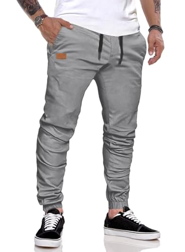 Meilicloth Baggy Sweatpants Jogginghose Herren Activewear für Herren Sporthose Casual Jogger Pants Baggy Trainingshose mit Reißverschluss Ambein Hellgrau M von Meilicloth