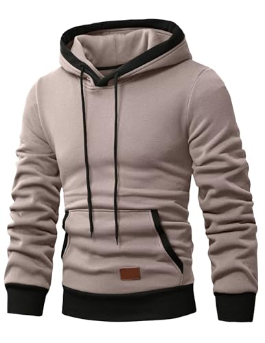 Meilicloth Kapuzenpullover Herren Sweatshirt Langarm Hoodie Herren Warm Pullover mit Kapuze Casual Baumwolle Kordelzug Hoody mit Tasche Grau-1 XL von Meilicloth