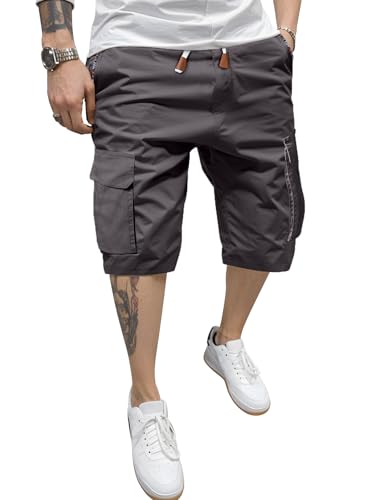 Meilicloth Kurze Hosen Herren Cargo Shorts Sommer Bermuda Shorts Herren Cargoshorts Männer Cargohose Herren Kurz Jogginghose Freizeit Chino Shorts Sport Hose Kurze Grau 40 von Meilicloth