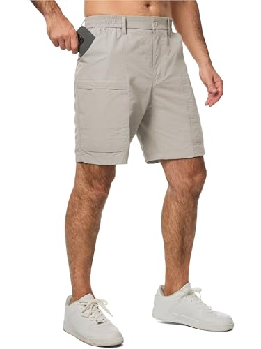 Meilicloth Kurze Hosen Herren Cargo Shorts Sommer Freizeithose Kurze Elastische Taille Chino Shorts Mit 5 Taschen S-3XL Apricot 42 von Meilicloth