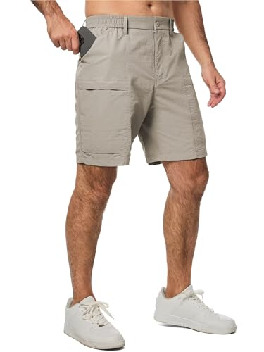 Meilicloth Kurze Hosen Herren Cargo Shorts Sommer Freizeithose Kurze Elastische Taille Chino Shorts Mit 5 Taschen S-3XL Grau 34 von Meilicloth