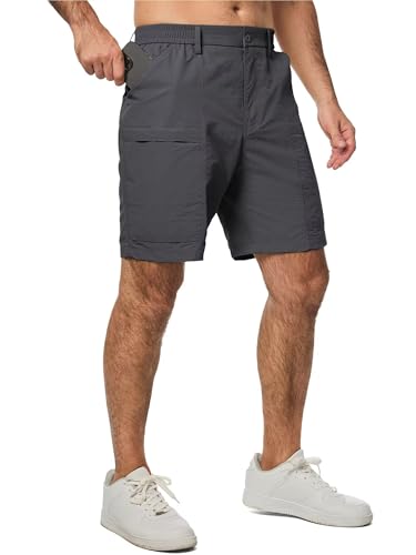 Meilicloth Kurze Hosen Herren Cargo Shorts Sommer Freizeithose Kurze Elastische Taille Chino Shorts Mit 5 Taschen S-3XL Grau 40 von Meilicloth