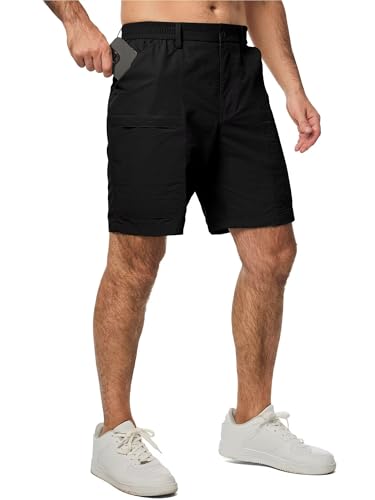 Meilicloth Kurze Hosen Herren Cargo Shorts Sommer Freizeithose Kurze Elastische Taille Chino Shorts Mit 5 Taschen S-3XL Schwarz 34 von Meilicloth
