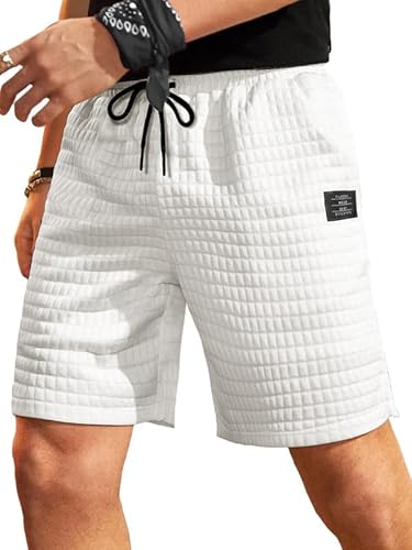 Meilicloth Kurze Hosen Herren Shorts 2024 Sommer Freizeithose Kurze Leichte Stretch Sportshorts mit 2 Taschen Weiß 38 von Meilicloth