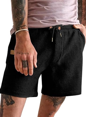 Meilicloth Kurze Hosen Herren Shorts Sport Kurze Sporthose Herren Sommer Freizeithose Kurze Jogginghose Herren Laufhose Kurz Casual Sweat Shorts Sportshorts Cargo Shorts Schwarz 32 von Meilicloth