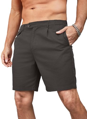 Meilicloth Kurze Leinenhose Herren Leinen Shorts Herren Kurze Hosen Sommershorts Kurze Herrenshorts aus Leinenmaterial Kurze Jogginghose Sportshorts Sweatshorts 2024 Sommer Dunkelgrau 36 von Meilicloth