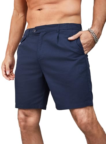 Meilicloth Kurze Leinenhose Herren Leinen Shorts Herren Kurze Hosen Sommershorts Kurze Herrenshorts aus Leinenmaterial Kurze Jogginghose Sportshorts Sweatshorts 2024 Sommer Marineblau 36 von Meilicloth