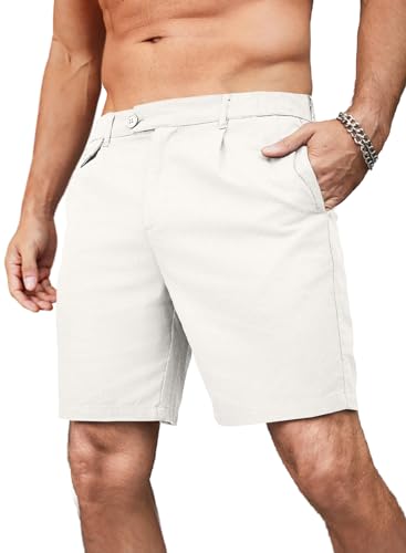 Meilicloth Leinen Shorts Herren Kurze Hosen Leinen Strand Shorts Sommer Kurze Leinenhose Freizeithose Sommershorts Kurze Herrenshorts Chino Shorts Sportshorts Sweatshorts 2024 Sommer Weiß 34 von Meilicloth