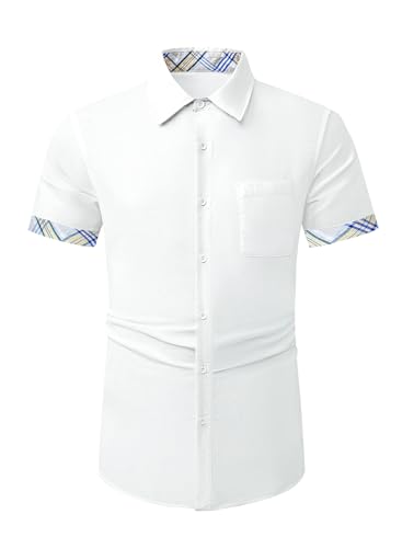 Meilicloth Leinenhemd Herren Kurzarm Sommerhemd Strandhemd Herren Hawaii Hemd Männer Freizeithemd Kurz Strand Shirt Casual Kurzarmhemd Mode Sommer Hemden Regular Fit Weiß M von Meilicloth