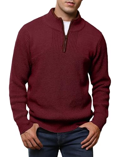 Meilicloth Pullover Herren Winter Troyer Herren Feinstrick Strickpullover Half Zip Pulli Winterpullover Warm Sweater Männer Arbeitspullover Rollkragenpullover Rot M Meilicloth Pullover Herren Winter Troyer Herren Feinstrick Strickpullover Half Zip Pulli Winterpullover Warm Sweater Männer Arbeitspullover Rollkragenpullover Rot M von Meilicloth