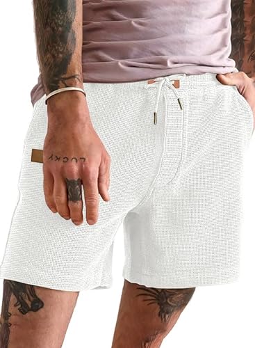 Meilicloth Shorts Herren Sport Kurze Hosen Herren Kurze Sporthose Casual Sommershorts Kurz Jogginghose Freizeithose Herren Leicht Sportshorts Sommer Herrenshorts Sweat Shorts Weiß 34 von Meilicloth