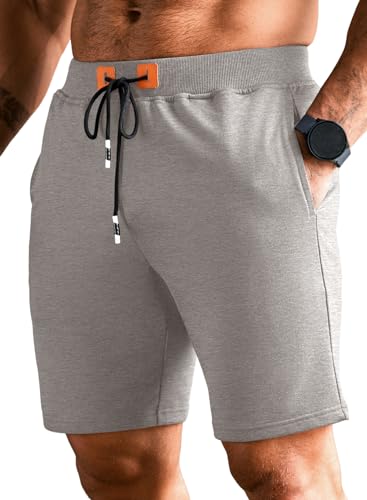 Meilicloth Sommer Trainingshose Herren Kurze Hosen Cargo-Shorts Männer Elastischer Bund Loungewear Jogginghose mit 3 Taschen Grau M von Meilicloth