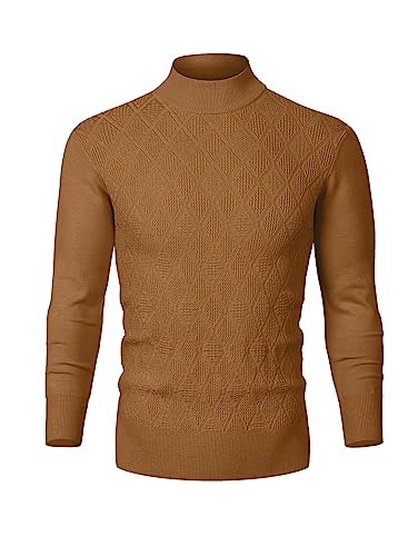 Meilicloth Strickpullover Herren Pullover Winter Rollkragenpullover Männer Rundhals Basic Pullover Kaschmir Pullover Klassisch Pulli Wollpullover Langarmshirt Winterpullover Slim Fit Braun XXL von Meilicloth