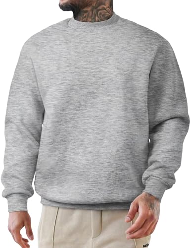 Meilicloth Sweatshirt Herren ohne Kapuze Pullover Herren Baumwolle Rundhals Hoodie Basic Pulli Winter Männer Soft Langarm Sweatshirts A Hellgrau XL Meilicloth Sweatshirt Herren ohne Kapuze Pullover Herren Baumwolle Rundhals Hoodie Basic Pulli Winter Männer Soft Langarm Sweatshirts A Hellgrau XL von Meilicloth