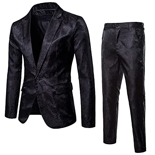 Anzug 2 Teilig Herren Slim Fit Jacquard Hochzeitsanzug Luxus Herrenanzug Smoking Anzüge für Hochzeit Party Business Blazer Jacke Und Hose von Meilily