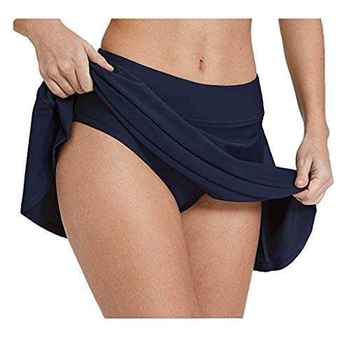 Damen Baderock Bikini Rock mit integrierter Innenslip Tasche Bikinirock Bikinihose Badeshorts, Hosenrock Sommer Schwimmrock Wassersport Hose High Waist Shorts Slips Strand Badehose Strandrock von Meilily