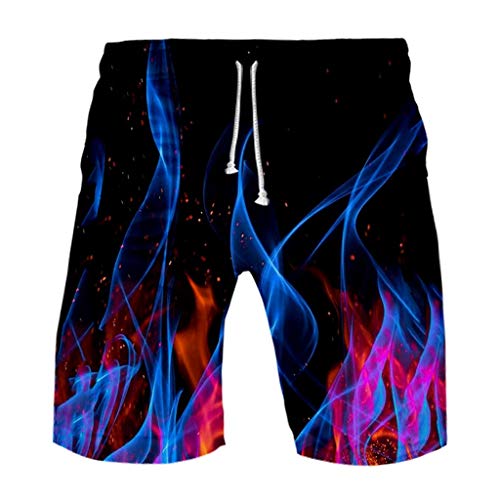 Herren Badehose Flamme 3D Print Hawaii Bermuda Surf Board Strand Badeshorts Sportshorts Sommer Shorts Schnelltrocknend Schwimmhose für Jungen Männer Kurz Hose Große Größe Boardshorts Trainingshose von Meilily