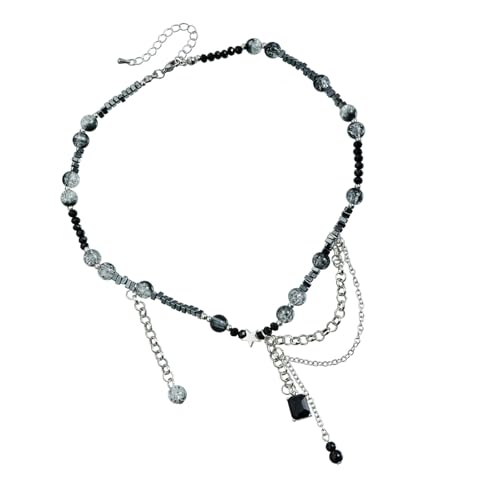 Edgy Tassels Multi Layer Chain Gothic Punk Styles Alloy Clavicle Necklace Adjustable Length Neckchain Stylish Accessory Versatile Gothic Chain Accessory von Meiliyizu