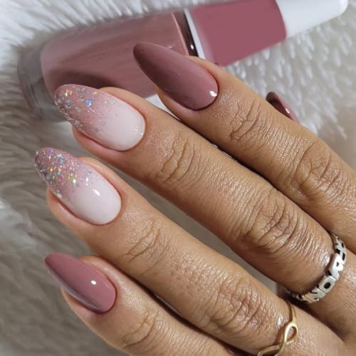 Künstliche Nägel zum Aufkleben, für Damen und Mädchen, Mandel-Nägel, zum Aufkleben, zum Aufdrücken von Meiliyizu