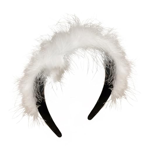 Luxuriöses, weiches gefiedertes Haarteil, Kopfbedeckung, verstellbares Stirnband für Weihnachten, Festivals, Auftritte und Partys von Meiliyizu