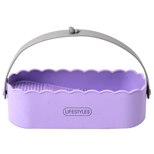 Make-up-Pinselhalter, Make-up-Pinsel-Reiniger, Schönheits-Eier-Reiniger, einfach zu bedienen, Kosmetik-Aufbewahrungsbox mit Griff für Frauen von Meiliyizu