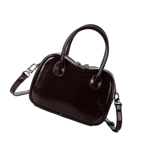 Meiliyizu Bowlingtasche aus PU-Leder für Damen, quadratische Schultertasche mit verstellbarem Riemen, für Arbeit und Reisen, quadratisch, coffee, One Size Meiliyizu Bowlingtasche aus PU-Leder für Damen, quadratische Schultertasche mit verstellbarem Riemen, für Arbeit und Reisen, quadratisch, coffee, One Size von Meiliyizu