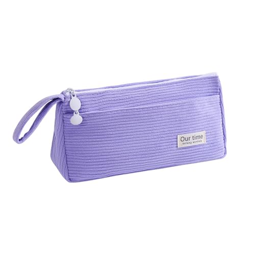 Meiliyizu Federmäppchen aus Cord mit 2 Fächern für Schüler und Erwachsene, großes Fassungsvermögen, Stifteetui, Reise-Make-up-Tasche, Stoff-Bleistifttasche, C von Meiliyizu