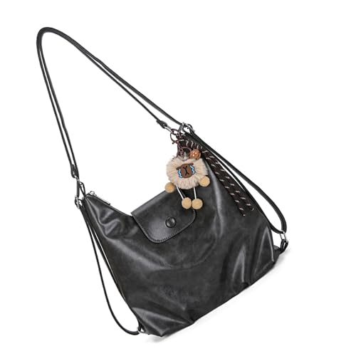 Meiliyizu Funktioneller Damen-Rucksack, weiche Schultertasche, verstellbarer Riemen, moderne PU-Crossbody-Tasche für verschiedene Anlässe, Rucksäcke mit verstellbarem Riemen, Schwarz , One Size von Meiliyizu