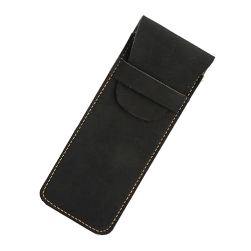 Meiliyizu Multifunktionales Federmäppchen aus Leder – Schule, Büro & Kunstbedarf mit Retro-Design und kompakter Aufbewahrung, Federmäppchen, einfaches Etui, Retro-Tasche für Studenten, Schwarz von Meiliyizu