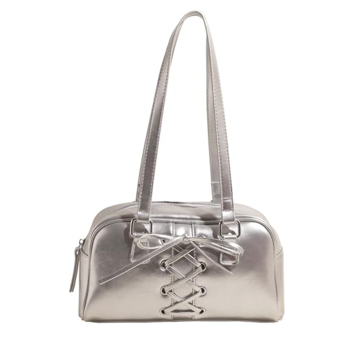 Meiliyizu Stilvolle Umhängetasche aus PU-Leder mit Ballett-Design und Schleifen, Unterarmtasche für den täglichen Gebrauch von trendigen Frauen, elegante modische Unterarmtasche, silber, One Size von Meiliyizu