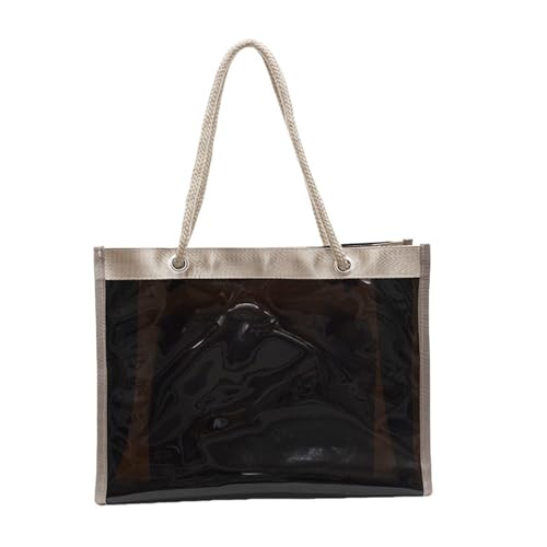Meiliyizu Stilvolle transparente PVC-Tasche für Damen, leichte Strandtasche mit geräumiger Innenseite, Schultertasche und Kosmetiktaschen, Set transparent, Schwarz , One Size Meiliyizu Stilvolle transparente PVC-Tasche für Damen, leichte Strandtasche mit geräumiger Innenseite, Schultertasche und Kosmetiktaschen, Set transparent, Schwarz , One Size von Meiliyizu