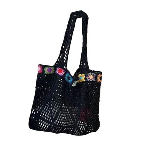 Meiliyizu Strandtasche für Damen, bestickt, gehäkelt, gestrickt, große Kapazität, Reisehandtasche für Urlaub, Polyester, Schwarz , One Size Meiliyizu Strandtasche für Damen, bestickt, gehäkelt, gestrickt, große Kapazität, Reisehandtasche für Urlaub, Polyester, Schwarz , One Size von Meiliyizu