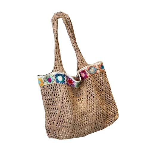 Meiliyizu Strandtasche für Damen, bestickt, gehäkelt, gestrickt, große Kapazität, Reisehandtasche für Urlaub, Polyester, khaki, One Size Meiliyizu Strandtasche für Damen, bestickt, gehäkelt, gestrickt, große Kapazität, Reisehandtasche für Urlaub, Polyester, khaki, One Size von Meiliyizu
