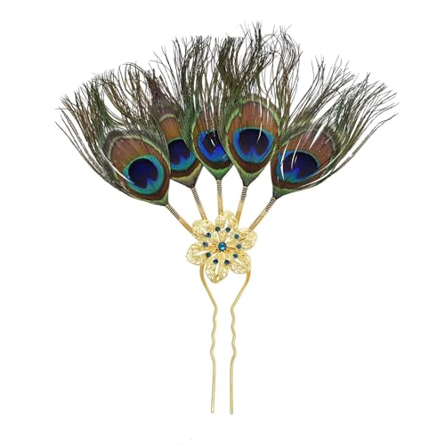 Thailändische kulturelle Pfauenblatt-Designs, Haarspange, Ornament, Legierung mit funkelnden Strasssteinen für Damen von Meiliyizu