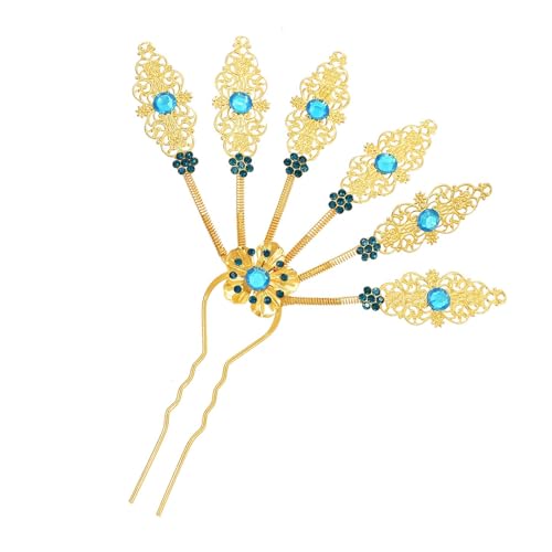 Thailändische kulturelle Pfauenblatt-Designs, Haarspange, Ornament, Legierung mit funkelnden Strasssteinen für Damen von Meiliyizu