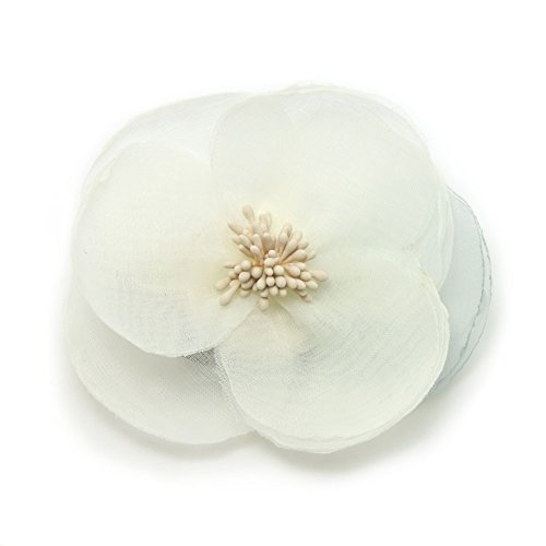 Meilliwish Neu Stil Elegant Seidenstoff Schön Blume Haargreifer Clip Haarnadel für Frauen Mädchen 1 Stück(A93)(White) von Meilliwish