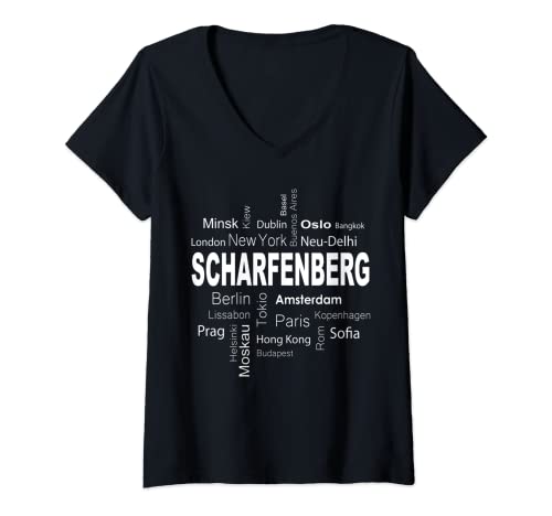 Damen Scharfenberg - New York - Berlin - meine Hauptstadt T-Shirt mit V-Ausschnitt von Mein Dorf ist mein Leben - Hochsauerlandkreis