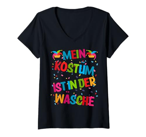 Damen Mein Kostüm Ist in Der Wäsche Lustig T-Shirt mit V-Ausschnitt von Mein Kostüm Ist in Der Wäsche