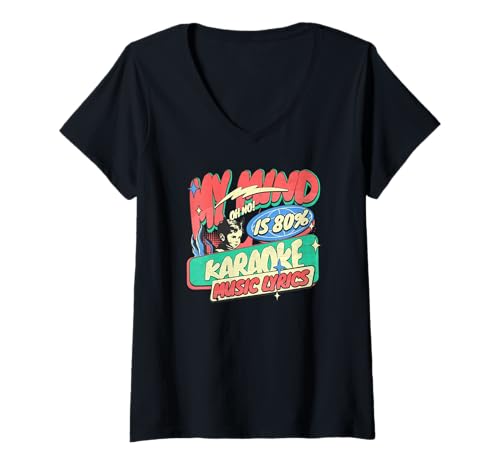 Damen Mein Verstand ist 80% Karaoke Music Lyrics Liebhaber T-Shirt mit V-Ausschnitt Damen Mein Verstand ist 80% Karaoke Music Lyrics Liebhaber T-Shirt mit V-Ausschnitt von Mein Verstand ist 80% Musik 1960