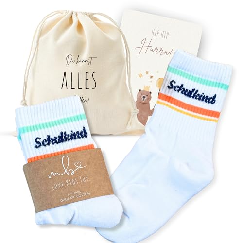 MeinBaby123® Schulkind Socken | Einschulung | Geschenk zur Einschulung | Geschenkidee | Einschulung Outfit | Schulkind 2025 | Socken | Tennissocken (DE/NL/SE/PL, Numerisch, 28, 33, Rosa) von MeinBaby123