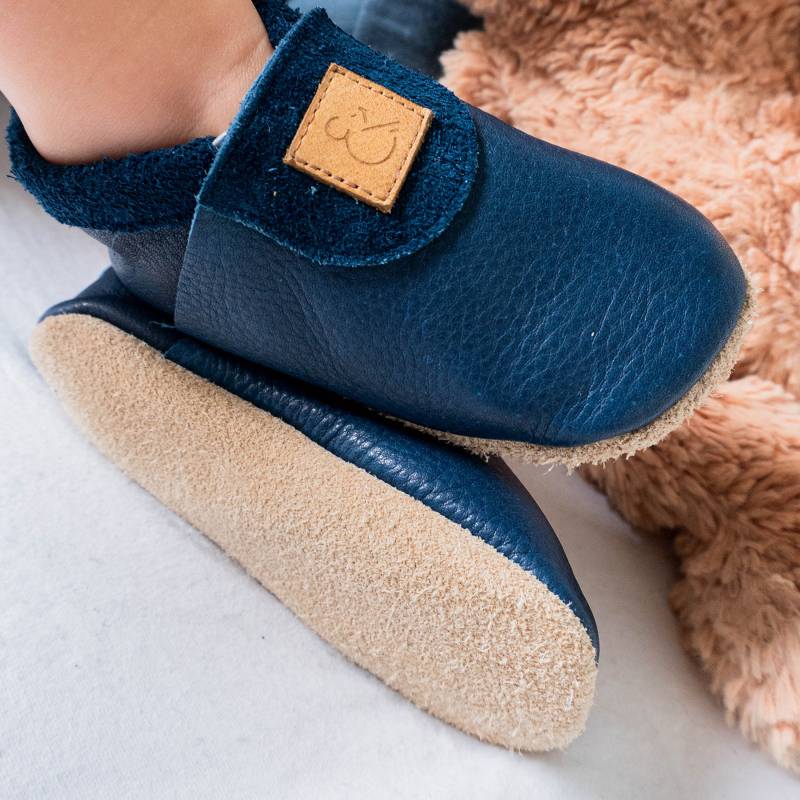 Aus Bio-Leder Babyschuhe, Krabbelschuhe Aus Leder in Blau von MeinEinundAlles