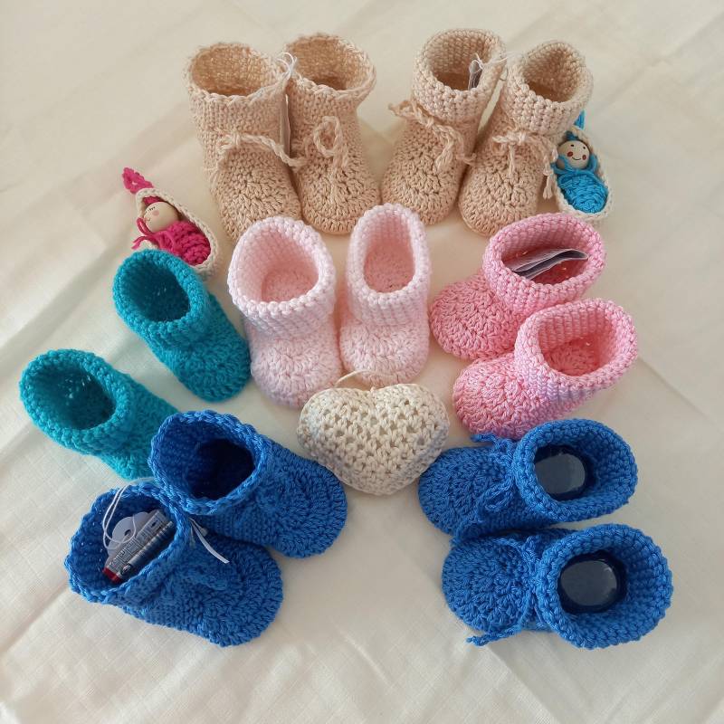 Gehäkelte Babyschuhe Aus 100 % Baumwolle Vegan - Baby Geschenk Geburt Taufe Handgemachte Booties 0-6 Monate von MeinMaschenparadies