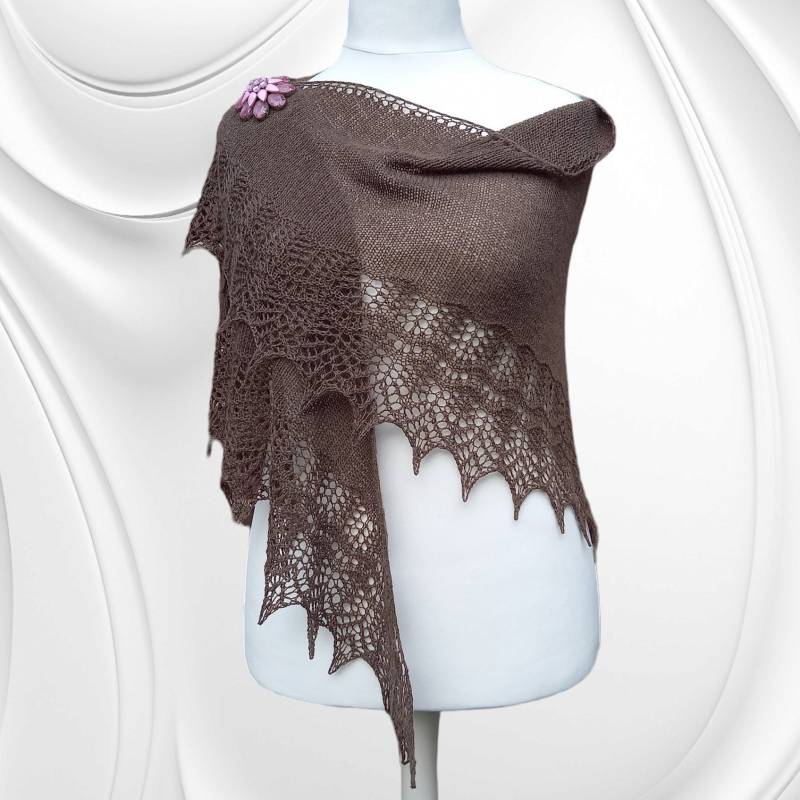 Dreieckstuch Handgestrickt Aus Edlem Premiumgarn in Maronenbraun Einem Schönen Erdton - Kaschmir-Merino-Wolle Accessoire Herbst Winter von MeinMaschenparadies