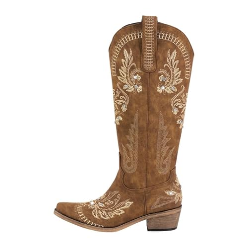 Meinabsatz Damen Cowboystiefel Western Boots Blockabsatz Snip Toe Kunstvolle Stickerei Strassdetails Braun 42 EU Meinabsatz Damen Cowboystiefel Western Boots Blockabsatz Snip Toe Kunstvolle Stickerei Strassdetails Braun 42 EU von Meinabsatz